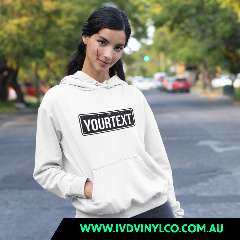 Custom Licence Plate White Hoodie