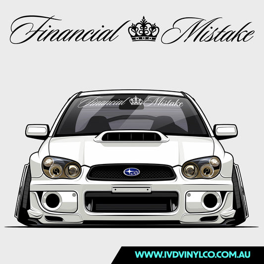 Financial Mistake Crown Cursive - Window Banner