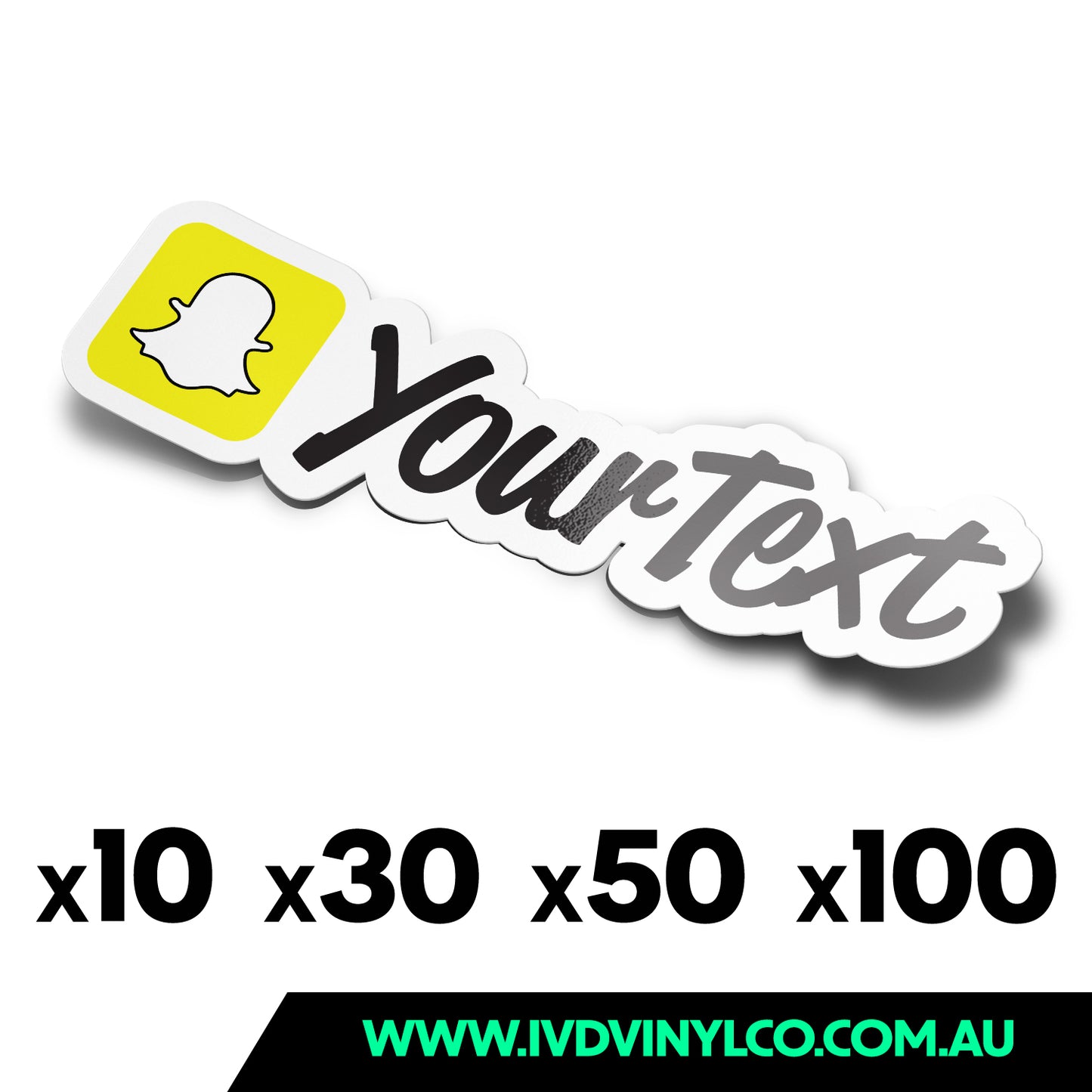 Custom Snapchat Printed Sticker - Pack x10/30/50/100