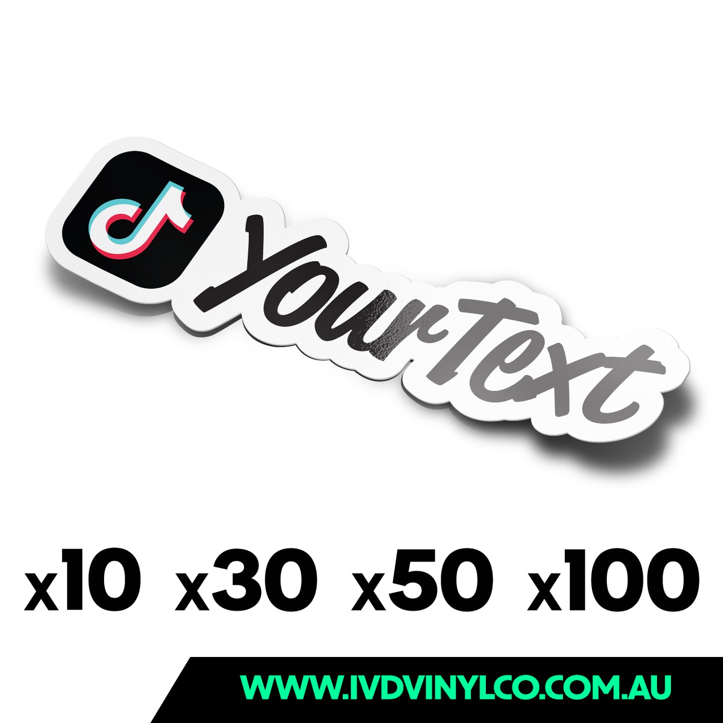 Custom Tiktok Printed Sticker - Pack x10/30/50/100