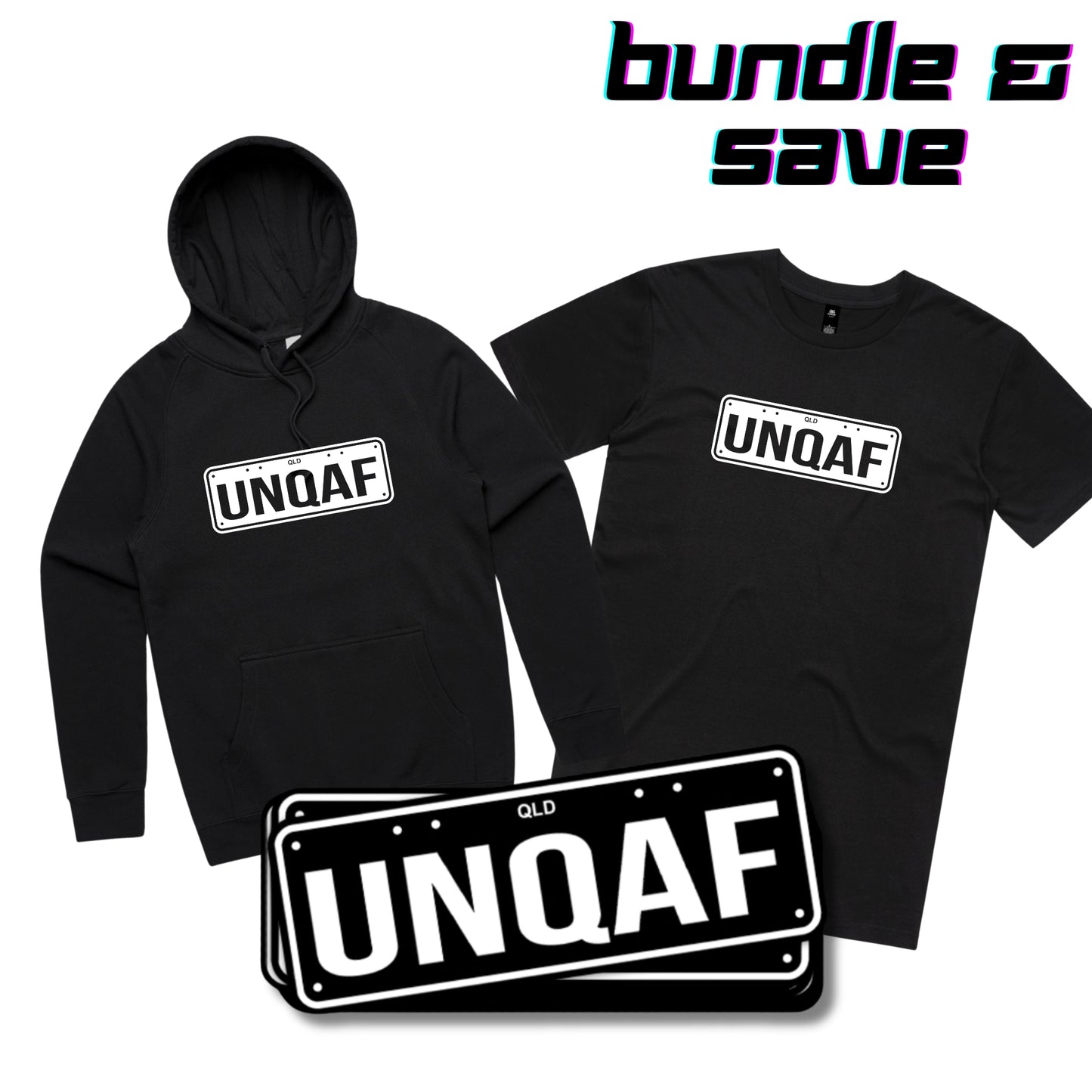 Custom Licence Plate Apparel & Stickers - BUNDLE