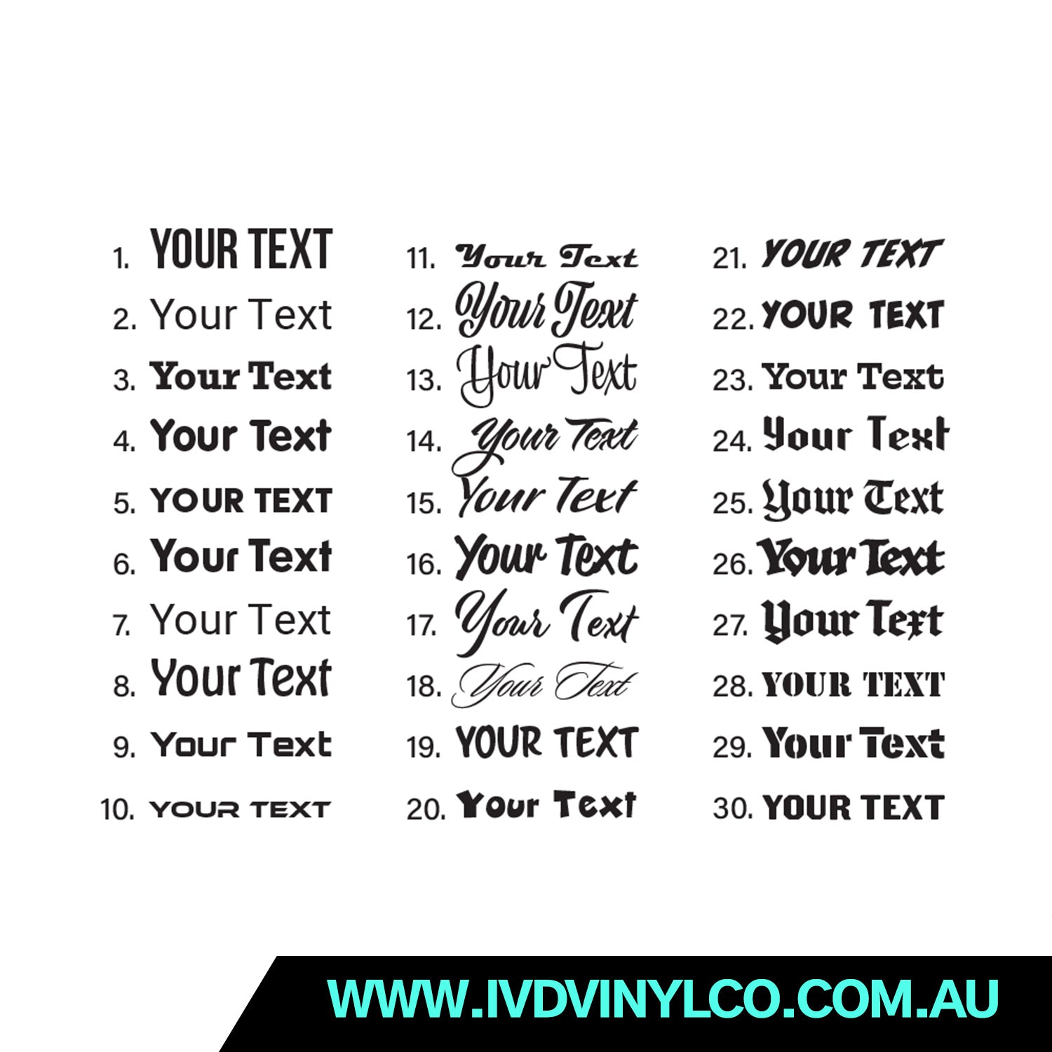 Custom Text Decal (20cm) – IVD Vinyl Co