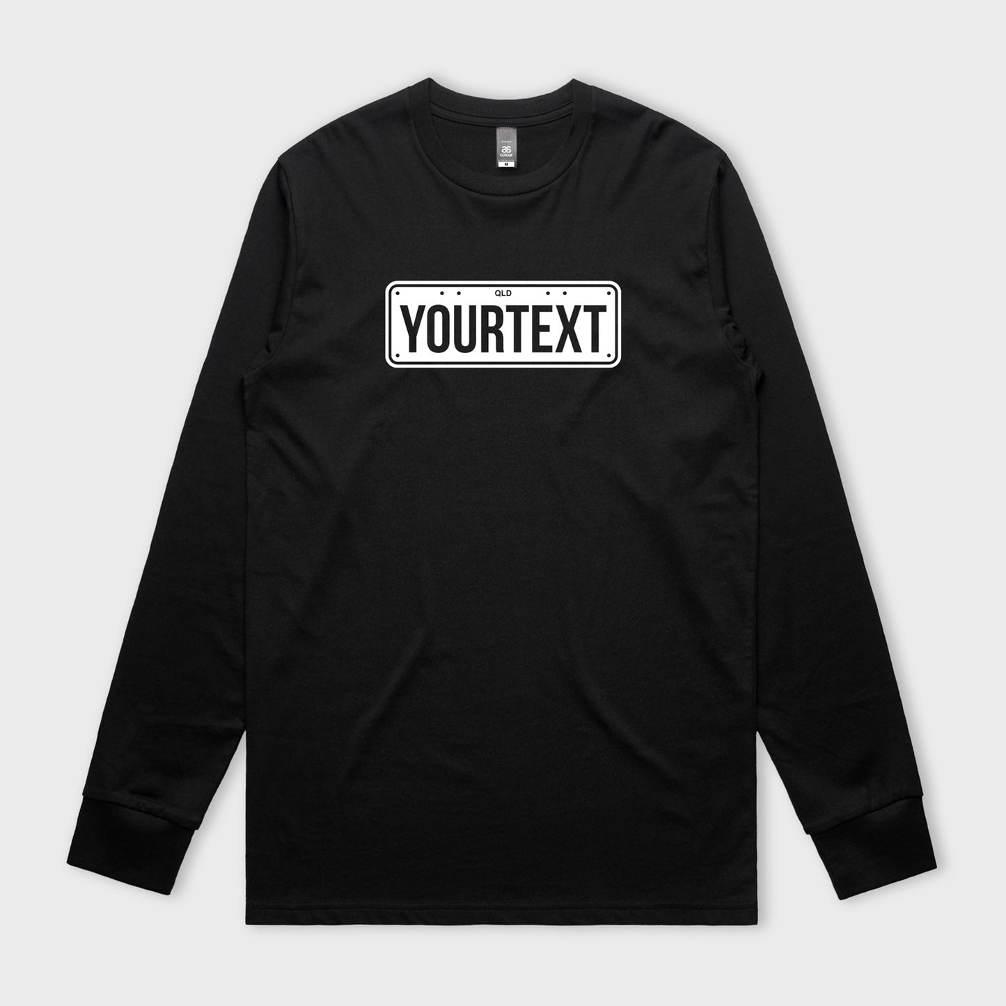 Custom Licence Plate Long Sleeve Black T-Shirt