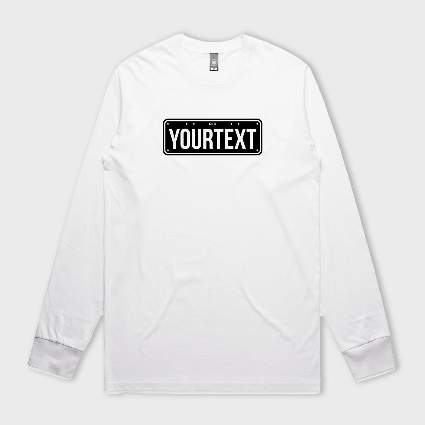 Custom Licence Plate Long Sleeve White T-Shirt