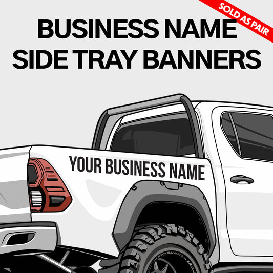 Custom Business Name Side Tray Banners Pair