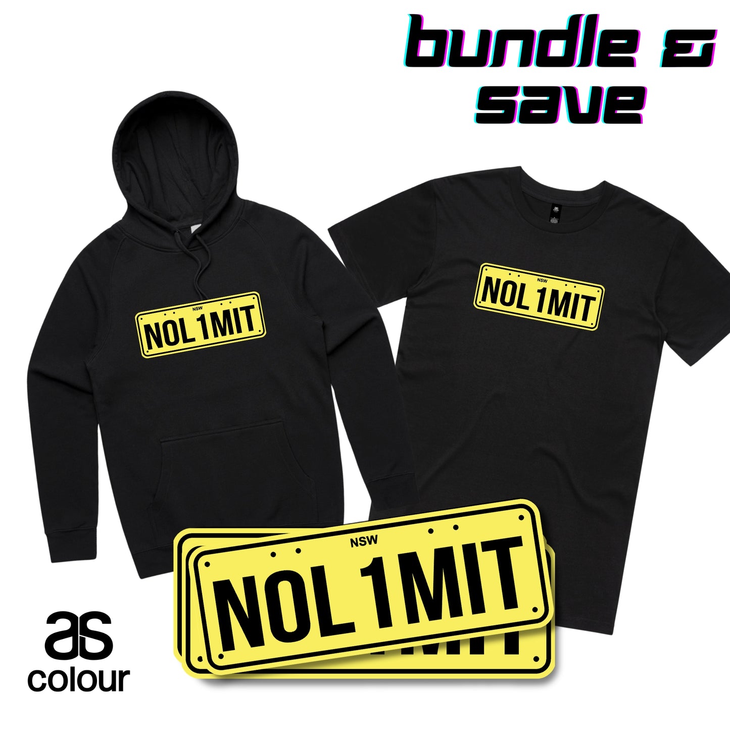 Custom Licence Plate Apparel & Stickers - BUNDLE