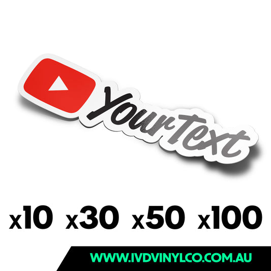 Custom Youtube Printed Sticker - Pack x10/30/50/100